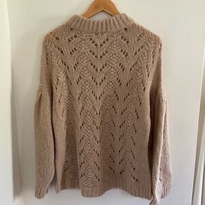 Kate Spade Pointelle Stitch Puff Sleeve Alpaca Blend Sweater